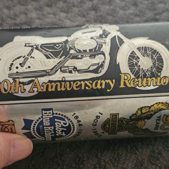 Vtg 1993 90th Anniversary Harley Davidson Motorcycle Pabst Blue Ribbon Beer Can - Picture 6 of 7